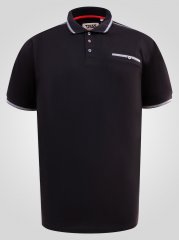 D555 Potts Jersey Polo With Jacquard Collar & Cuffs Czarny