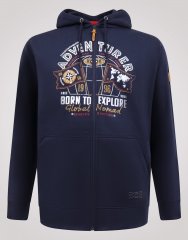 D555 Hector Adventurer Printed Zip Through Hoody Granatowy