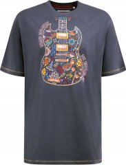 D555 Stockport Multi Coloured Guitar Printed T-Shirt Denim