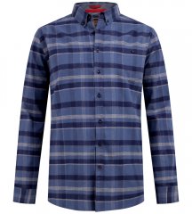 D555 Shrewsbury Long Sleeve with Chest Pocket Blue/Navy Check