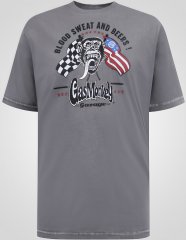 D555 Jasper Official Gas Monkey Koszulka z Nadrukiem Szary