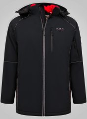 D555 Jamie Soft Shell Detachable Hood Padded Jacket Czarny TALL