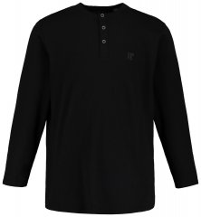 JP1880 702555 Koszulka Henley z długim rękawem Czarna