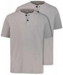 JP1880 708420 Koszulka Henley 2-pak Szara melanż