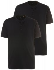 JP1880 708420 Koszulka Henley 2-pak Czarna