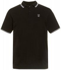 JP1880 802789 Koszulka polo z białym kontrastowym kołnierzykiem Czarna