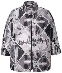 Ulla Popken 816673 Marynarka oversize z żakardu z rękawem 3/4 Czarna