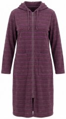 Ulla Popken 821543 Szlafrok frotte w paski z zamkiem Brązowa