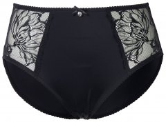Ulla Popken 822864 Majtki w kwiaty z koronką Czarna