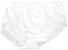 Ulla Popken 824106 Bokserki z koronką 2 szt. Biały