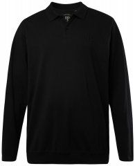 JP1880 827115 Koszulka polo z długim rękawem i krojem na brzuch Czarna