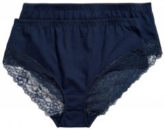 Ulla Popken 830094 Majtki z koronką 2 szt. Granatowa