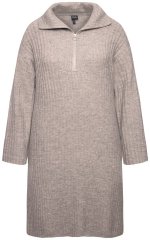 Ulla Popken 831589 Dzianinowa sukienka z długim rękawem i golfem Szara