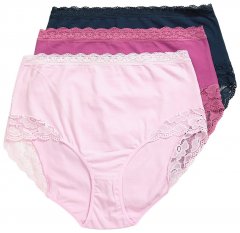 Ulla Popken 831866 Majtki z wysokim stanem i koronką 3 szt. Granatowa