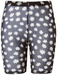 Ulla Popken 836803 Szorty przeciw obcieraniu w kwiaty Czarna