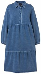 Ulla Popken 840972 Sukienka dresowa z falbanami Indygo