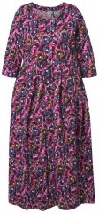Ulla Popken 841219 Sukienka maxi w kwiaty Ciemnofioletowa