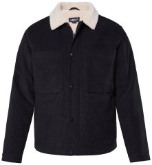 Men+ 545 Kurtka z kołnierzem teddy Czarna