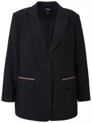 Ulla Popken 845336 Elastyczna marynarka oversize na dwa guziki Czarna