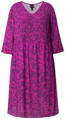 Ulla Popken 845825 Sukienka midi w kwiaty z dekoltem w szpic Liliowa
