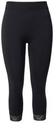 Ulla Popken 846491 Legginsy rajstopowe 3/4 z koronką Czarna