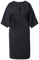 Ulla Popken 847909 Sukienka midi w kwiaty Czarna