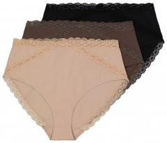 Ulla Popken 848803 Majtki z koronką 3 szt. Czarna