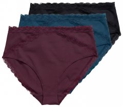 Ulla Popken 848803 Majtki z koronką 3 szt. Bordowa