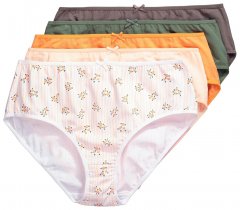 Ulla Popken 849098 Majtki w kwiaty 6 szt. Pomarańczowa