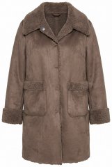 Ulla Popken 850251 Płaszcz teddy Jasnobrązowa