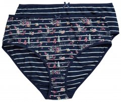 Ulla Popken 850538 Majtki w kwiaty z bawełny organicznej 2 szt. Granatowa