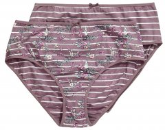 Ulla Popken 850538 Majtki w kwiaty z bawełny organicznej 2 szt. Brązowa