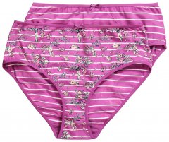 Ulla Popken 850538 Majtki w kwiaty z bawełny organicznej 2 szt. Fioletowa