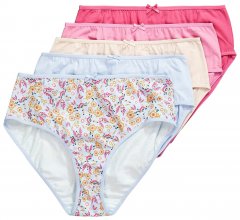 Ulla Popken 851140 Majtki w kwiaty 5 szt. Różowa