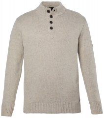 JP1880 851436 Sweter z dzianiny z kołnierzem na guziki Orzechowobrązowa TALL