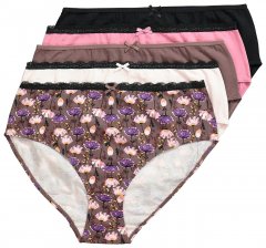 Ulla Popken 851711 Majtki w kwiaty 5 szt. Brązowa