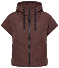 Ulla Popken 851785 Pikowana kamizelka oversize z kapturem Brązowa
