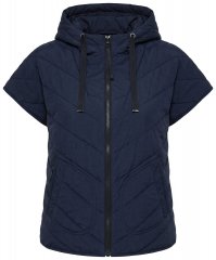 Ulla Popken 851785 Pikowana kamizelka oversize z kapturem Granatowa