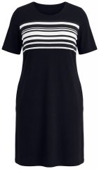 Ulla Popken 852079 Sukienka T-shirtowa w paski Czarna