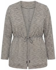 Ulla Popken 852086 Kardigan w paski ze ściągaczem Taupe
