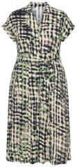 Ulla Popken 852257 Wzorzysta sukienka maxi Taupe