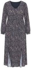 Ulla Popken 852606 Wzorzysta sukienka maxi Czarna