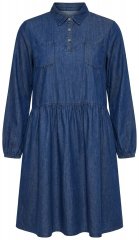 Ulla Popken 852768 Rozkloszowana jeansowa sukienka z kieszeniami Denimowy niebieski