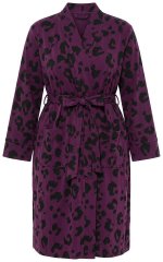 Ulla Popken 853168 Szlafrok frotte w zwierzęcy wzór Śliwkowa
