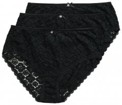 Ulla Popken 853495 Majtki w kwiaty 3 szt. Czarna
