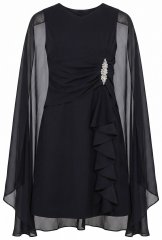 Ulla Popken 853774 Sukienka z falbanami Czarna