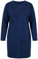Ulla Popken 853877 Sukienka dresowa w kwiaty Granatowa