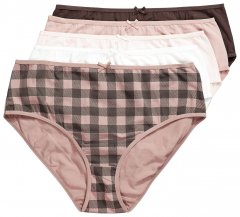Ulla Popken 854114 Majtki w kratę 5 szt. Taupe