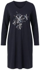 Ulla Popken 856132 Koszula nocna w kwiaty Czarna