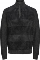 Jack & Jones HUGO Knitted Sweater with Half Zipper Black